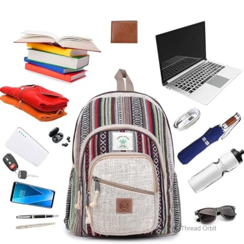 Large Hemp Backpack with Multiple Pockets, Adjust… - image 5